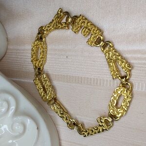 Vintage 80s Chunky Gold Tone I Love You Bracelet Valentines Day Mother's Day